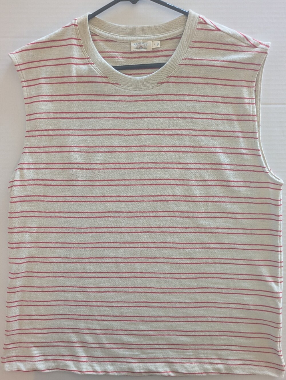 Faherty Women's Cream Muscle Tee w/ Pink Stripes- Sm (NWOT)